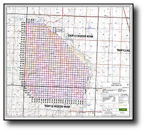 Topographic map with 3D seismic program overlaid.